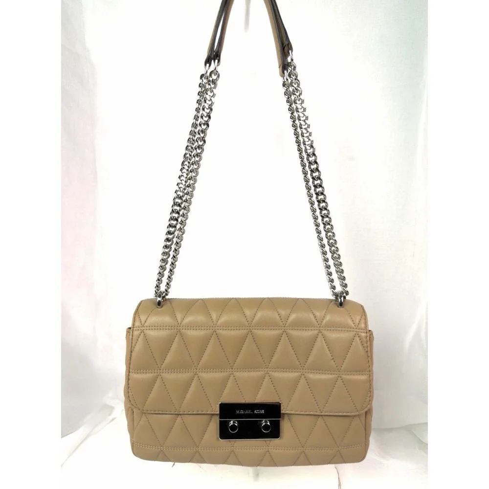 Michael Kors Quilted Leather Chain Shoulder Bag Camel Tan Sloan Flap Purse NWOT